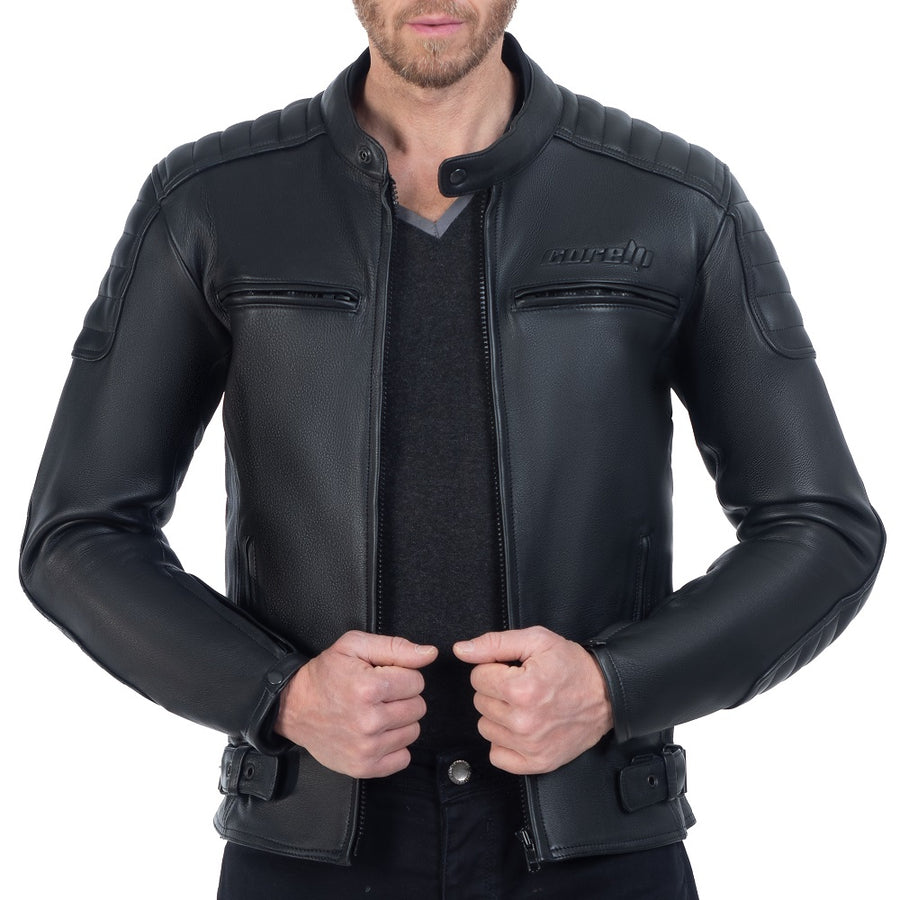 BLOUSON DE CUIR MOTO NOIR VENOM