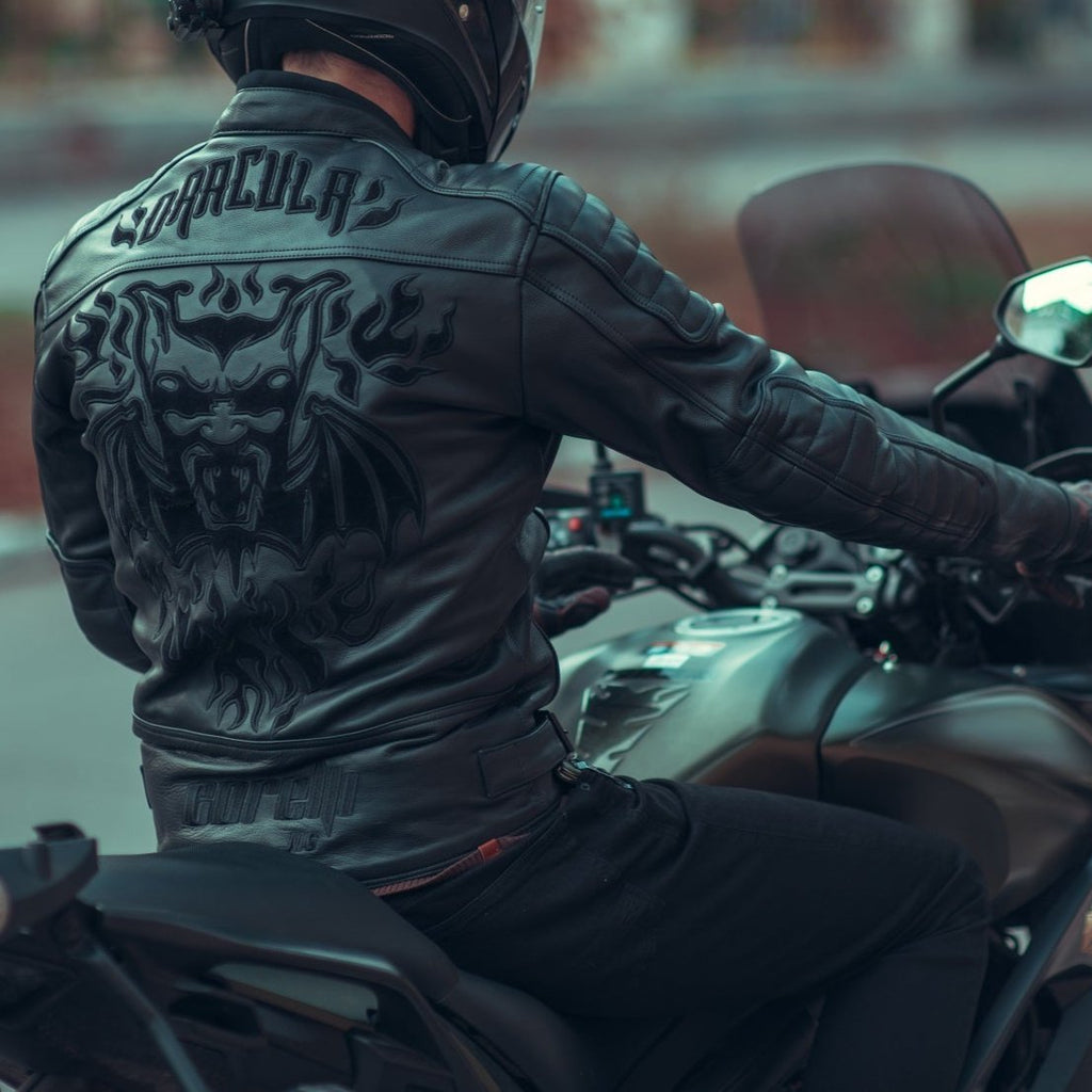 VESTE DE MOTO EN CUIR NOIR DRACULA